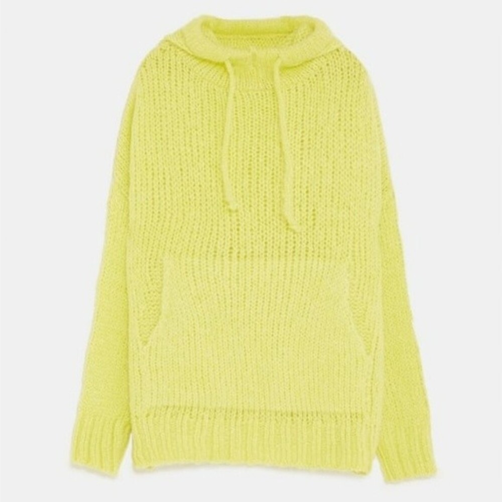 Zara Neon Green/Yellow Oversized Chunky Knit Pullover Sweater Size S